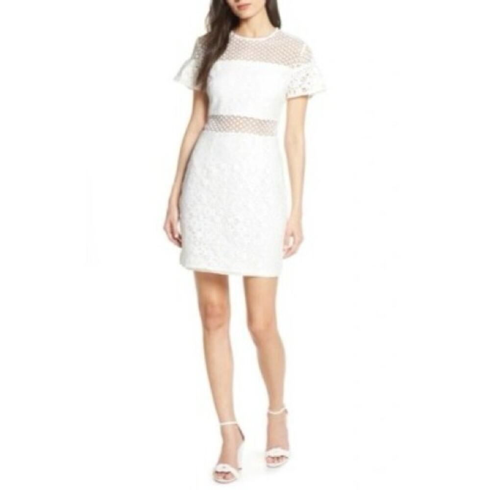 NSR Brittney BLACK Lace Ruffle Cut-out Mini Dress Size M
